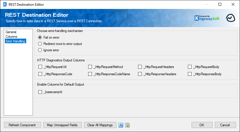 SSIS REST Basecamp Destination - Error Handling